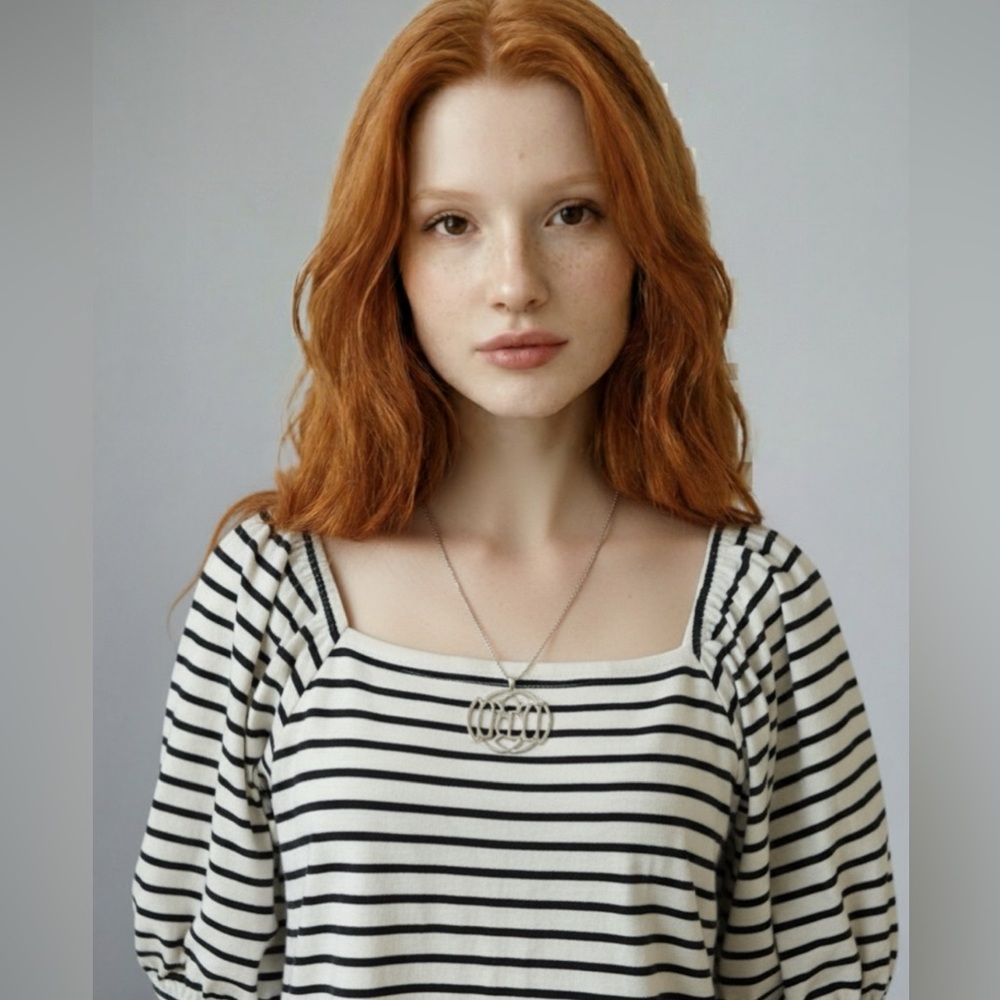 Maurices Blouse Size Large Cotton Stripe Pullover Puff Sleeves